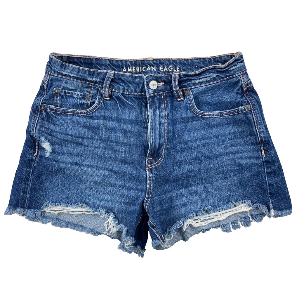 American Eagle Shorts Women 4 Cut Off Tomgirl Jean Jorts Med Wash Raw Hem
